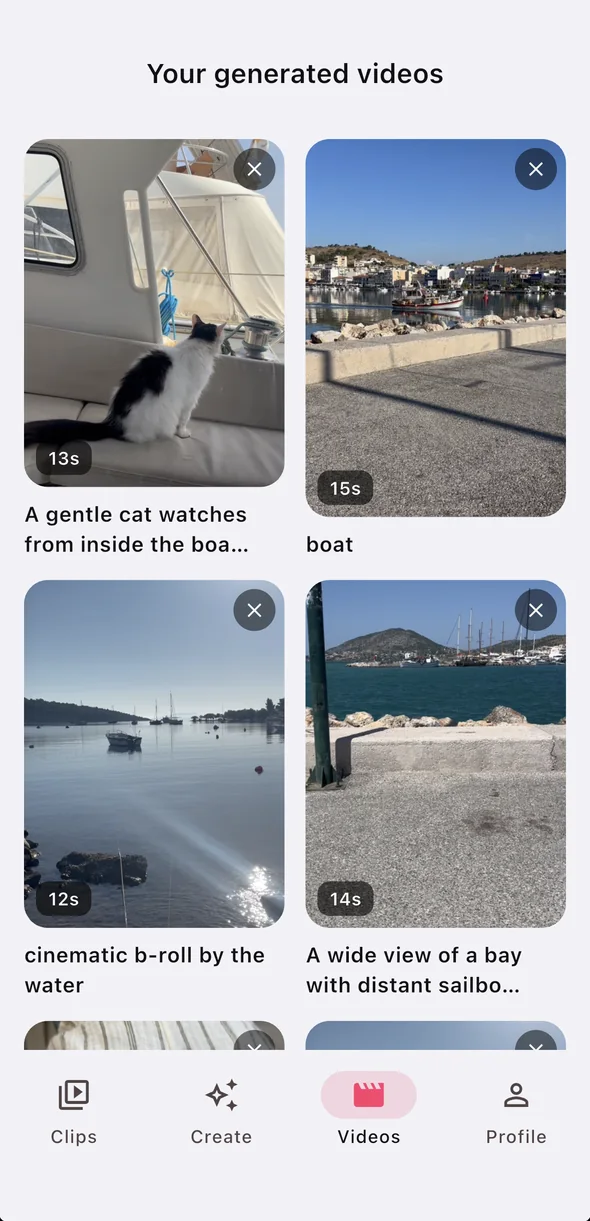 Finished vertical videos in the RawCut gallery, ready to post